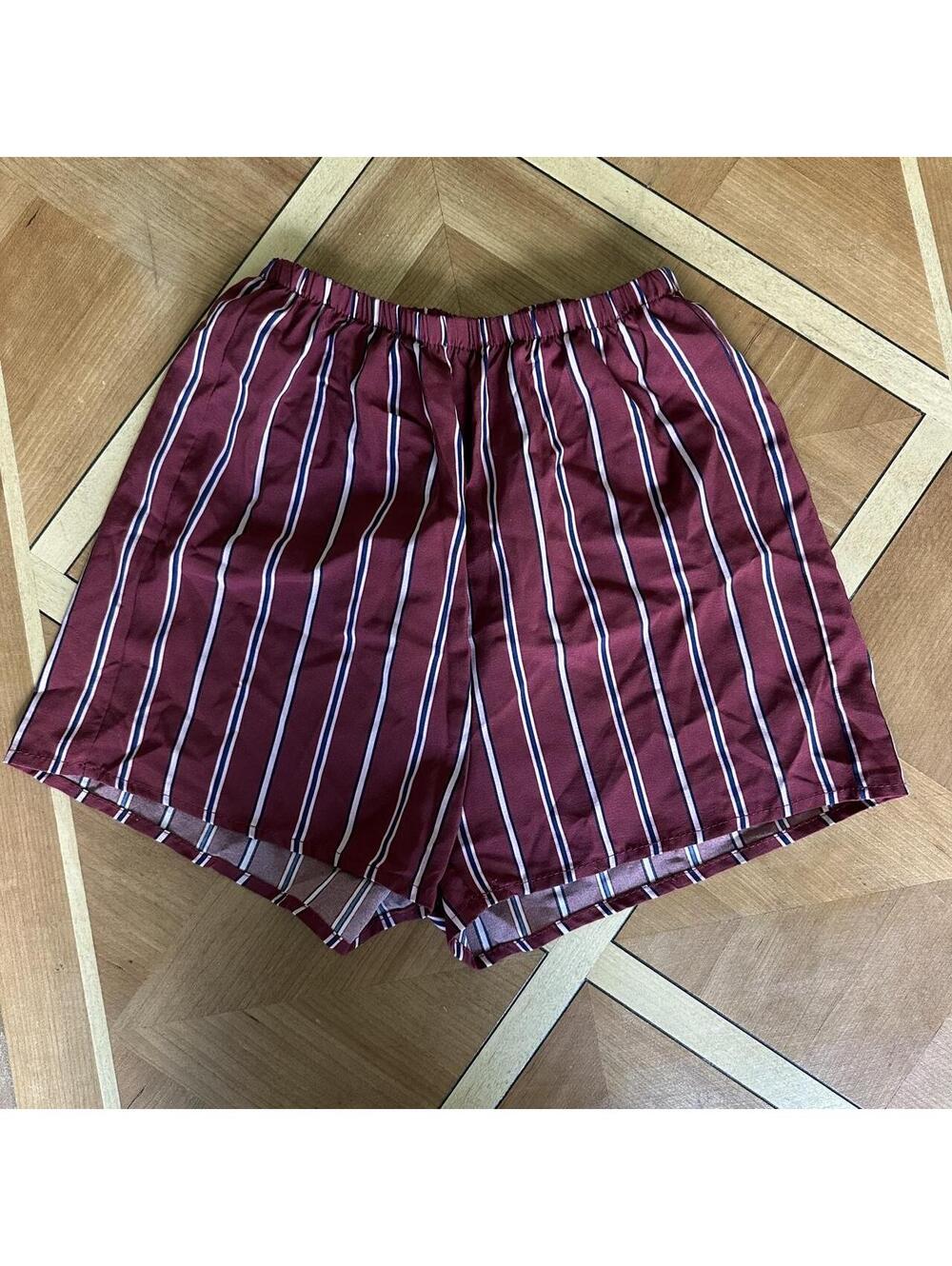 Burgundy & white vertical striped boho granola retro shorts Size S casual